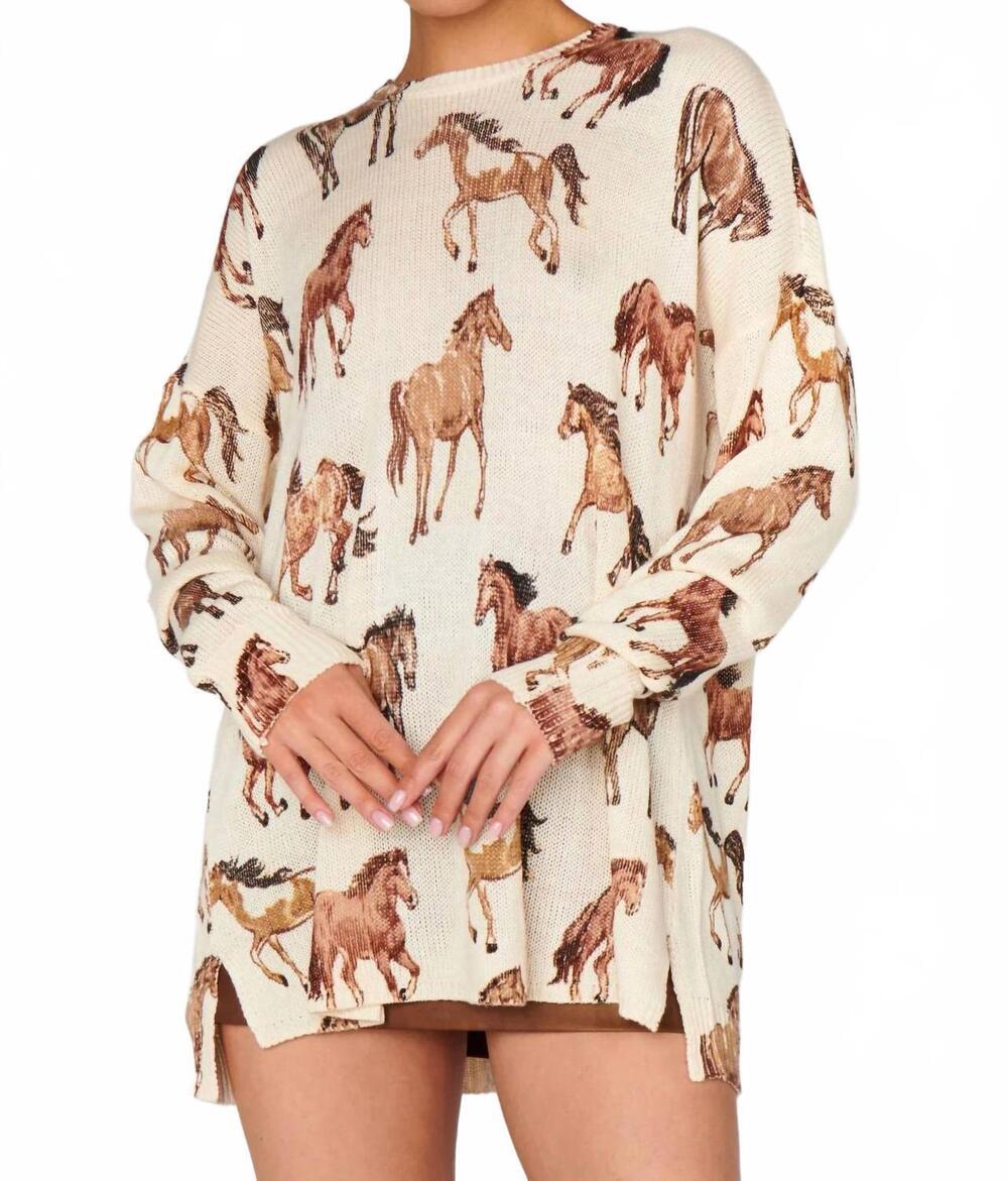 NEW SHOW ME YOUR MUMU bonfire knit sweater in horses